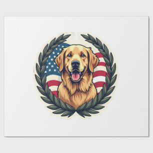 Liberty Golden Retriever Vintage Patriotic Tee 4 Wrapping Paper