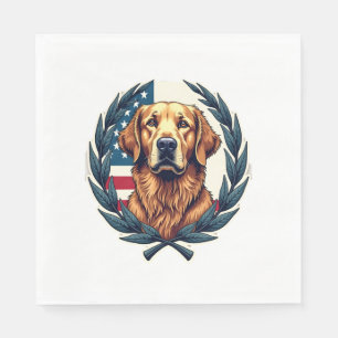 Liberty Golden Retriever Vintage Patriotic Tee Napkin