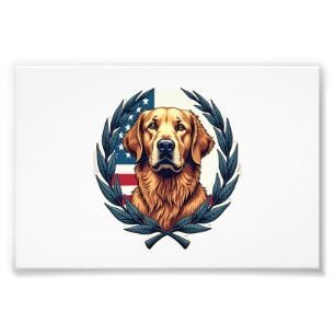 Liberty Golden Retriever Vintage Patriotic Tee Photo Print
