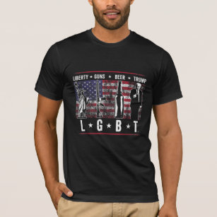 Liberty Guns Beer Trump LGBT Parody Funny T-Shirt