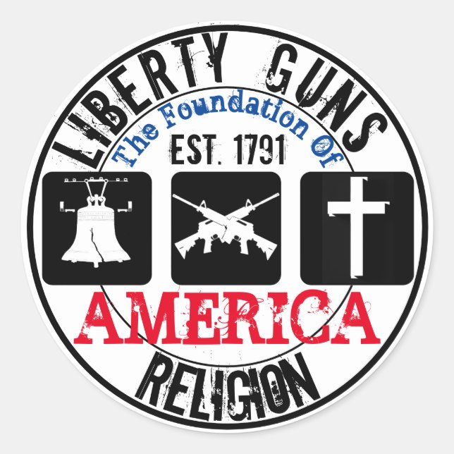 Liberty Guns Religion Round Sticker (Front)