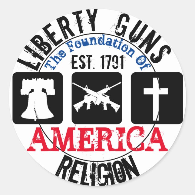 Liberty Guns Religion Sticker rond (Devant)