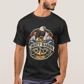 Liberty Harbour Eagle Anchor Nautical Crest T-Shirt