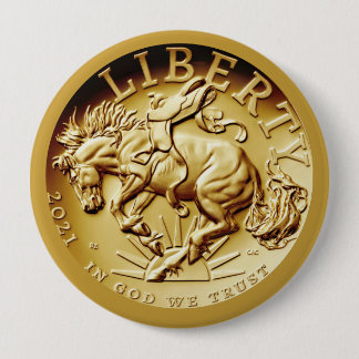 Liberty Horse Coin 4 Inch Round Button