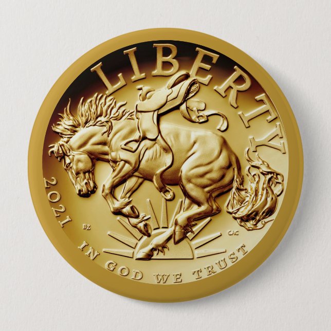 Liberty Horse Coin  4 Inch Round Button (Front)