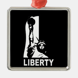 Liberty in Black & White Metal Ornament