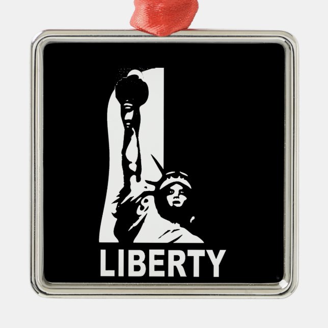 Liberty in Black & White Metal Ornament (Front)