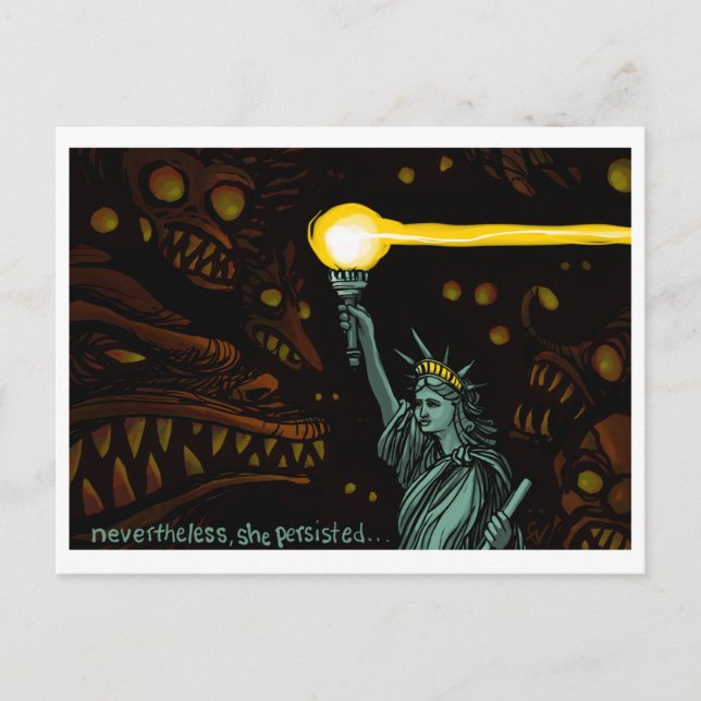 Liberty in Darkness, Nevertheless She Persisted Postcard (Front)