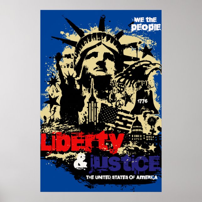 Liberty & Justice. Statue de la Liberté. Poster am (Devant)