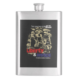 Liberty & Justice. Statue of Liberty, USA BBQ Hip Flask