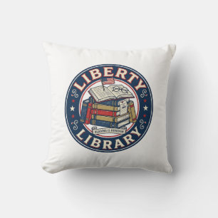 Liberty Library Patriotic Patriotic Library Readin Throw Pillow