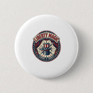 Liberty Magic Patriotic Patriotic Magic Show Vinta 2 Inch Round Button