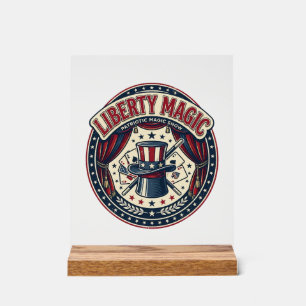 Liberty Magic Patriotic Patriotic Magic Show Vinta Acrylic Sign