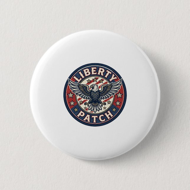 Liberty Patch Patriotic Patriotic Patch Embroidery 2 Inch Round Button (Front)