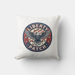Liberty Patch Patriotic Patriotic Patch Embroidery Throw Pillow