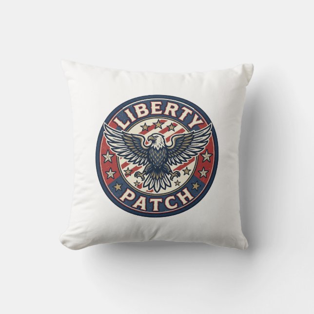 Liberty Patch Patriotic Patriotic Patch Embroidery Throw Pillow (Front)
