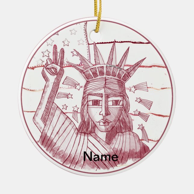 Liberty Peace Ceramic Ornament (Front)
