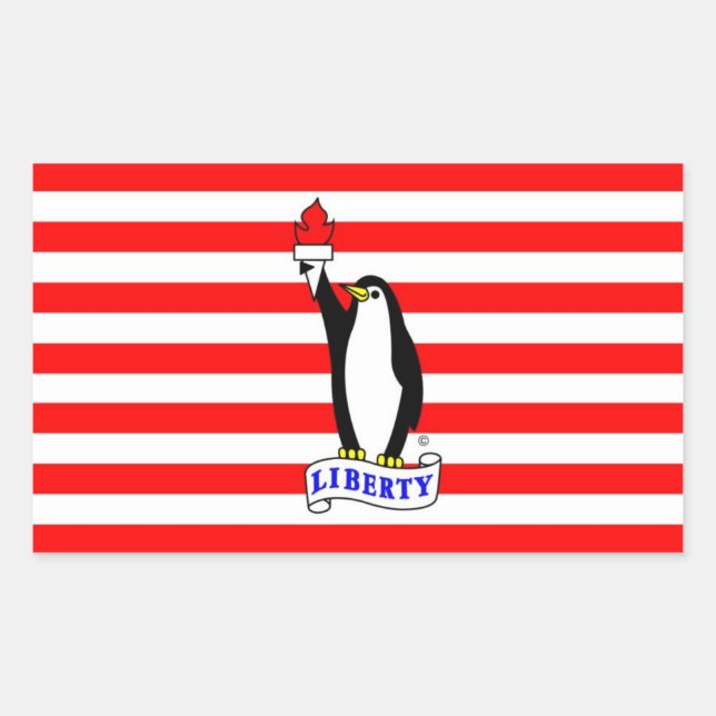 Liberty Penguin Flag Sticker (Front)