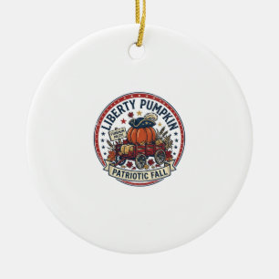 Liberty Pumpkin Patriotic Patriotic Pumpkin Fall A Ceramic Ornament