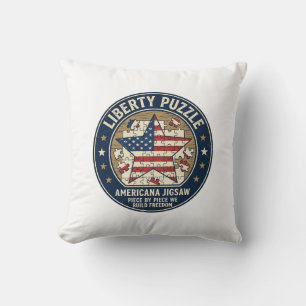 Liberty Puzzle Patriotic Patriotic Puzzle Jigsaw V Throw Pillow