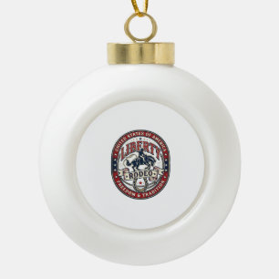 Liberty Rodeo Patriotic Patriotic Rodeo Western US Ceramic Ball Christmas Ornament