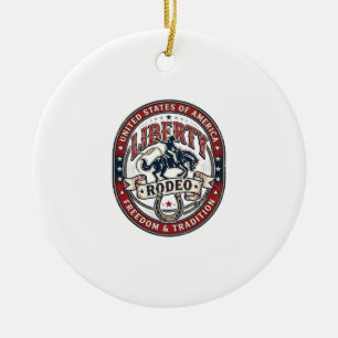 Liberty Rodeo Patriotic Patriotic Rodeo Western US Ceramic Ornament