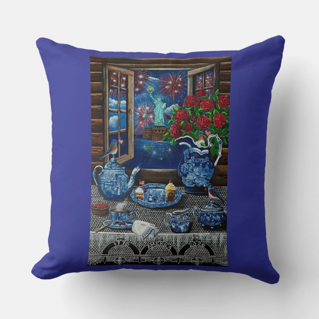 Liberty’s Tea Time Delight! Throw Pillow (Front)