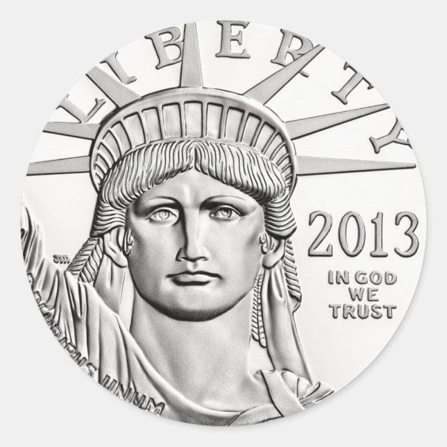 Liberty Silver Dollar Classic Round Sticker (Front)