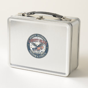 Liberty Skate Patriotic Patriotic Skateboard Vinta Metal Lunch Box