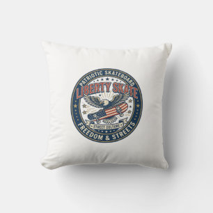 Liberty Skate Patriotic Patriotic Skateboard Vinta Throw Pillow