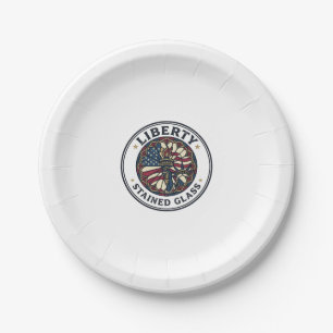 Liberty Stained Glass Patriotic Patriotic Stained Paper Plate