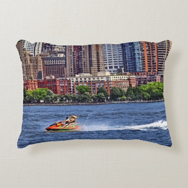 Liberty State Park - Jet Ski in Morris Canal Basin Accent Pillow (Front)
