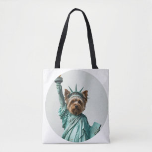 Liberty Statue–Inspired Yorkshire Terrier Art  Tote Bag