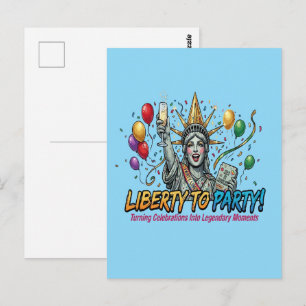 Liberty to Party Statue of Liberty Celebration Postcard