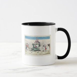 Liberty toppling the statue of the Greatest Mug