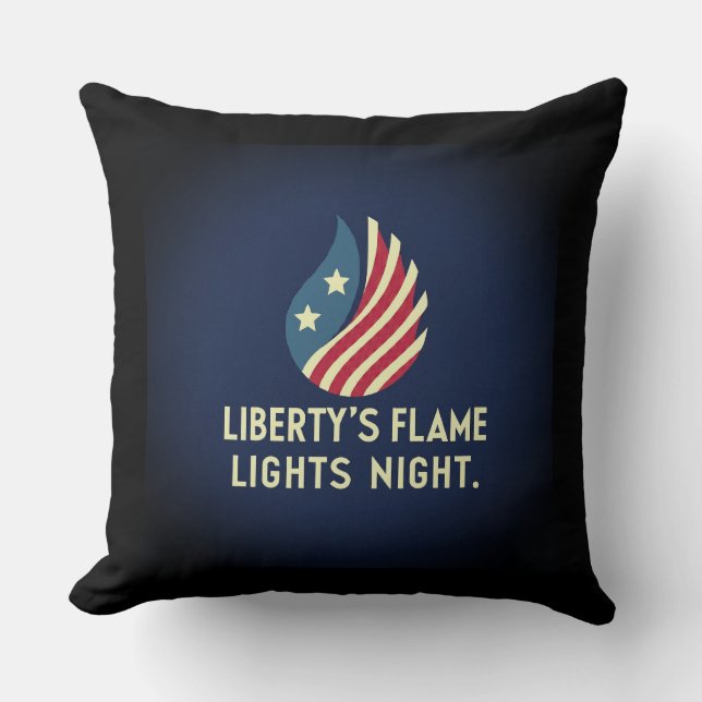 Liberty's Flame Lights Night  Throw Pillow (Front)