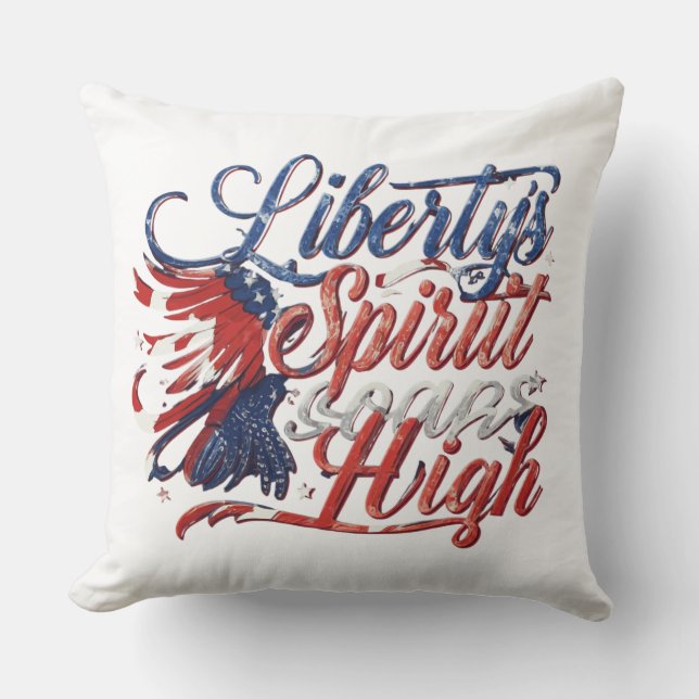 Liberty's Spirit Soars High Throw Pillow (Front)