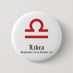 LIBRA ASTROLOGIC SIGN, SYMBOL ZODIAC 2 INCH ROUND BUTTON