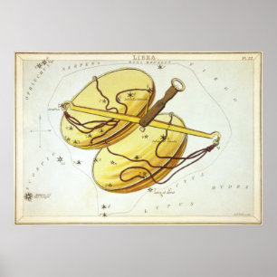 Libra Astrological Drawing Poster