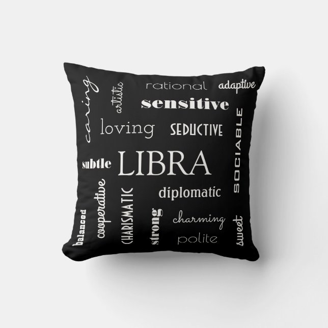 Libra Astrological Throw Pillow (Front)