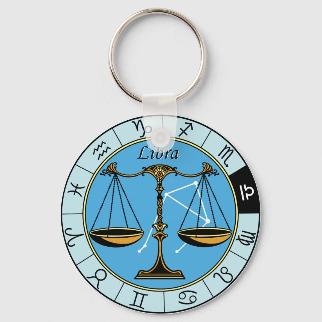 libra astrological zodiac sign keychain (Front)