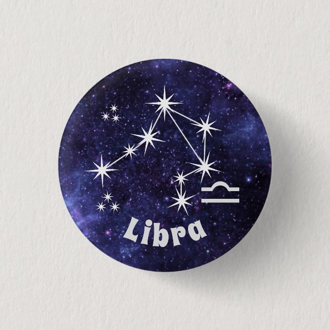 Libra Badge, Zodiac Horoscope Badge 1 Inch Round Button (Front)