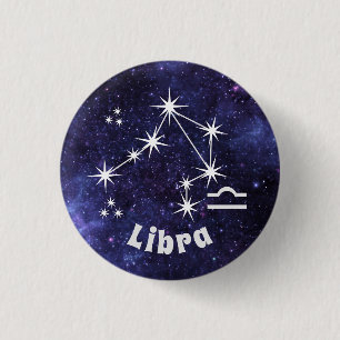 Libra Badge, Zodiac Horoscope Badge 1 Inch Round Button