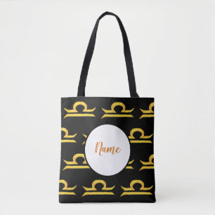 Libra, Balance Golden Zodiac Sign Personalized Tote Bag