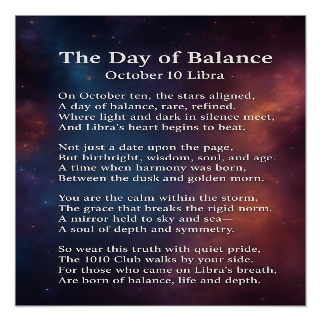 Libra Balance Poem Decorative Glossy Poster (Front)