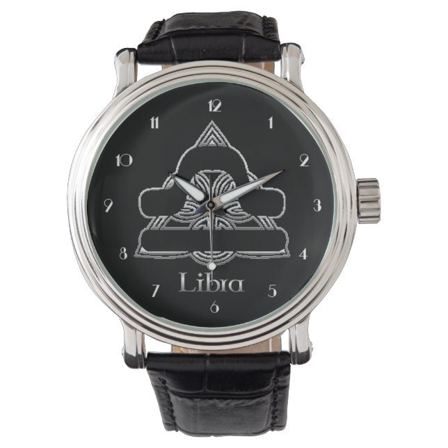 Libra Birth Sign Celtic Knot Zodiac Wrist Watch (Front)