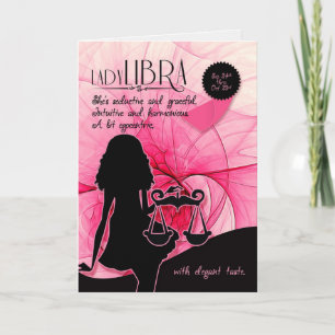 Libra Birthday for Her Pink Sep 24th and Oct 23rd Card