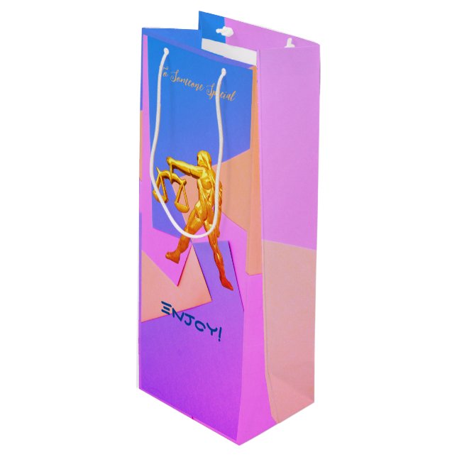 Libra Birthday - Sac cadeau vin (Devant Angle)