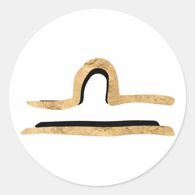 Libra black gold texture zodiac astrology symbol classic round sticker (Front)