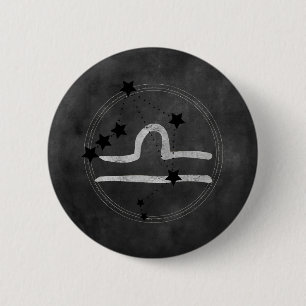 Libra black & silver zodiac constellation stars 2 inch round button